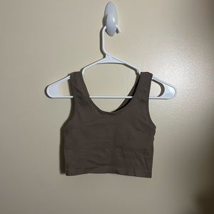 Brown ribbed crop top